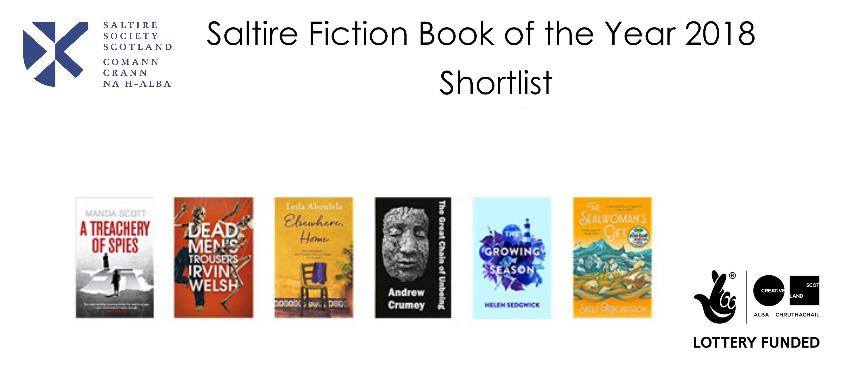 Saltire Society Fiction Award 2018 Shortlisted Books