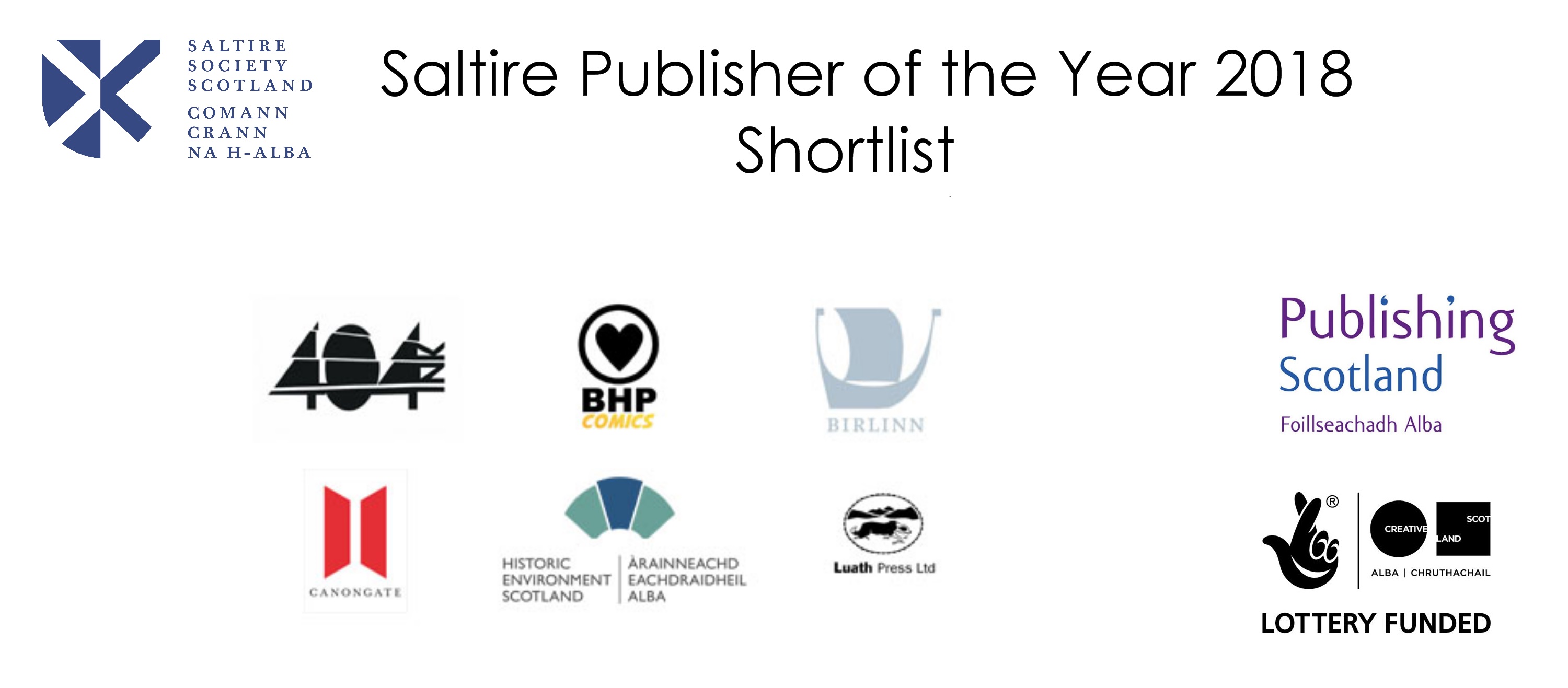 Saltire Society Publisher of the Year Award 2018 Shortlisted Publishers